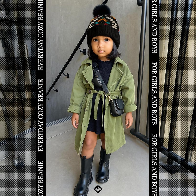 Funky Junque Toddler Pom Beanie – Kids Winter Hat for Ages 1–4, Baby Boy & Girl Knit Beanies, Warm Cozy Knit Snow Hats - Image 5